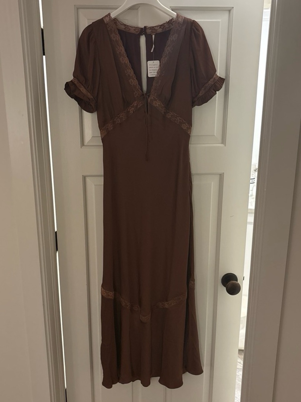 Free people Brown Lace-Trim Midi Dress
